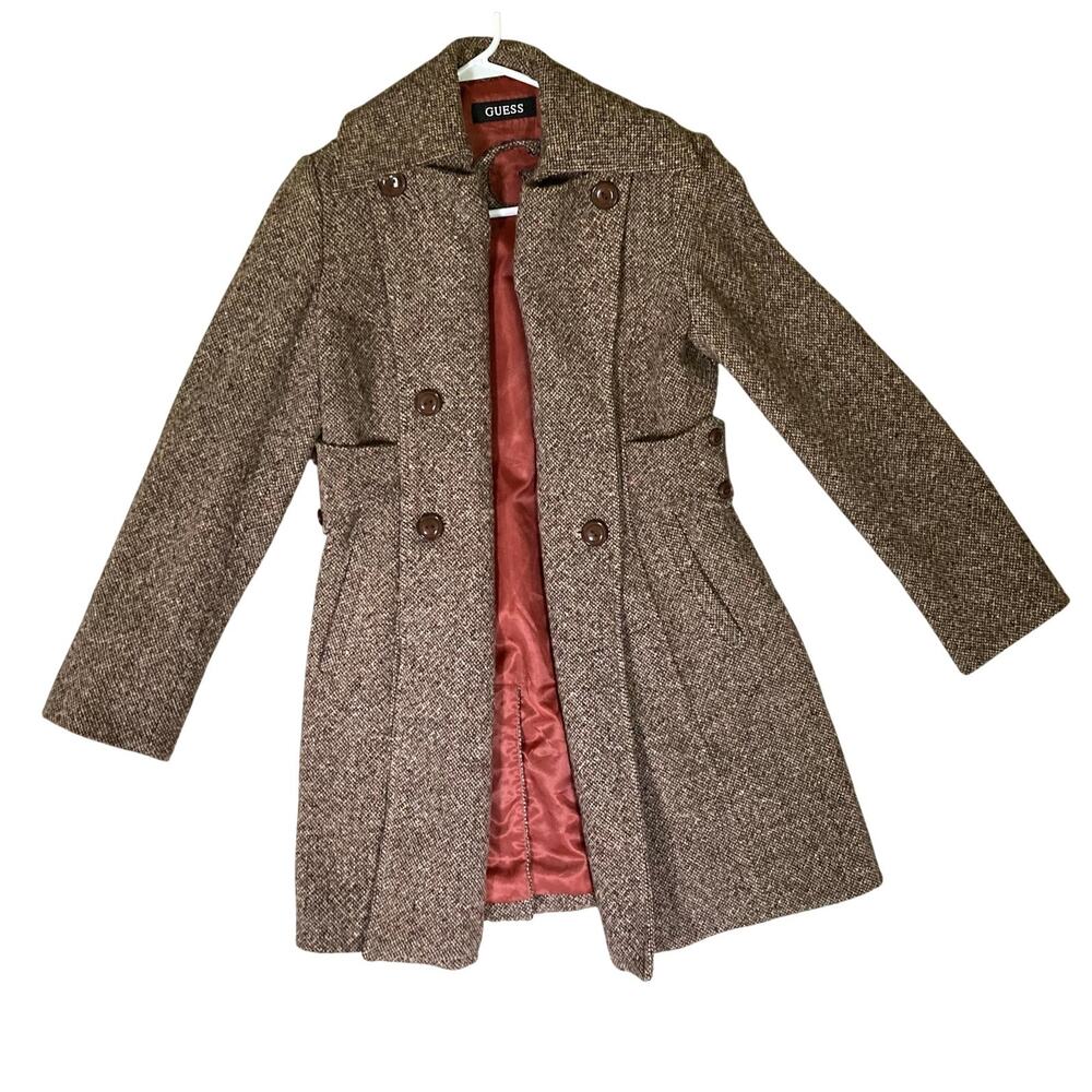 Women's Guess Tweed Mid-Length Coat with Liner Medium *READ*